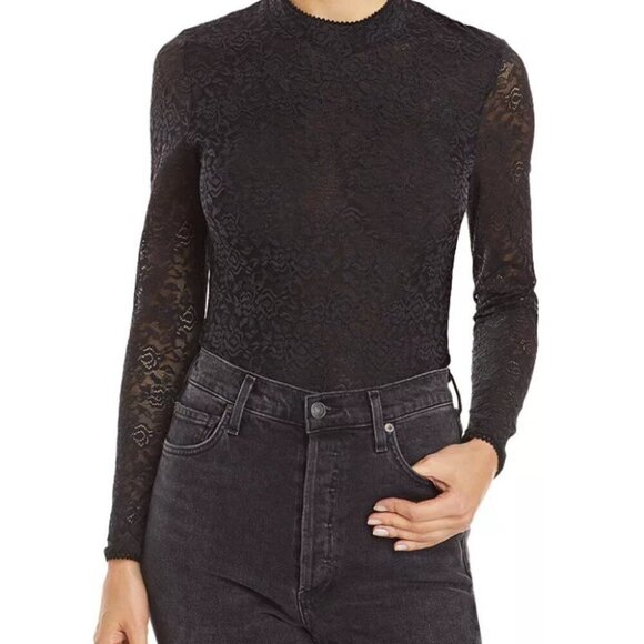 New Jonathan Simkhai Standard Maddox  Lace Mock Neck Bodysuit - Picture 2 of 9